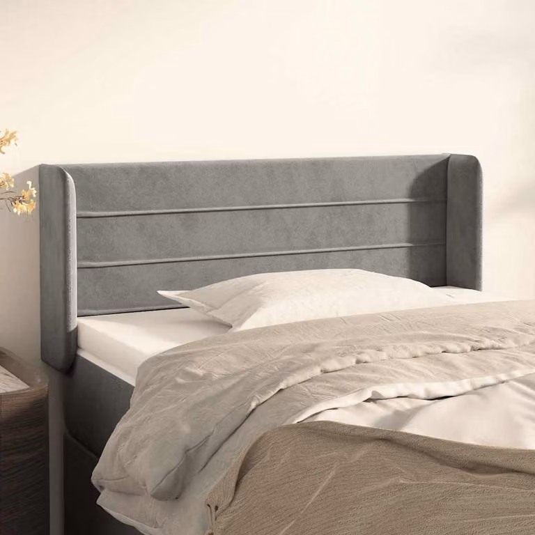Testiera ad orecchio vidaXL in velluto grigio chiaro L: 103 cm, P: 16 cm, H: 78-88 cm