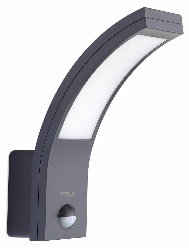 Lampada da parete esterna a LED con sensore di movimento, 10W, 3000K, grado di protezione IP54, colore antracite