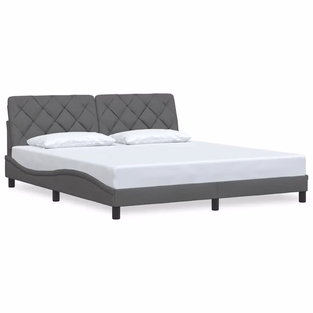 vidaXL Giroletto senza Materasso Grigio con Struttura Imbottita e Doghe in Legno L/P/H: 180 x 200 x 185 cm – 2