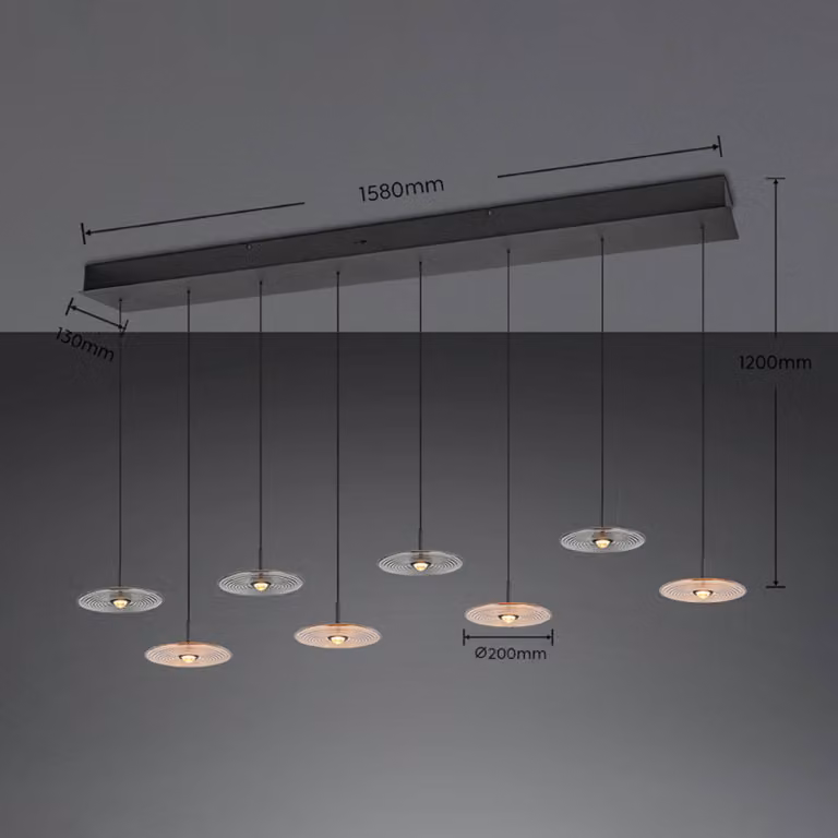 Trio Lighting Lampada a sospensione Sirena, dimmerabile, Nero, Soggiorno / Sala da pranzo, Metallo, Lampada a sospensione