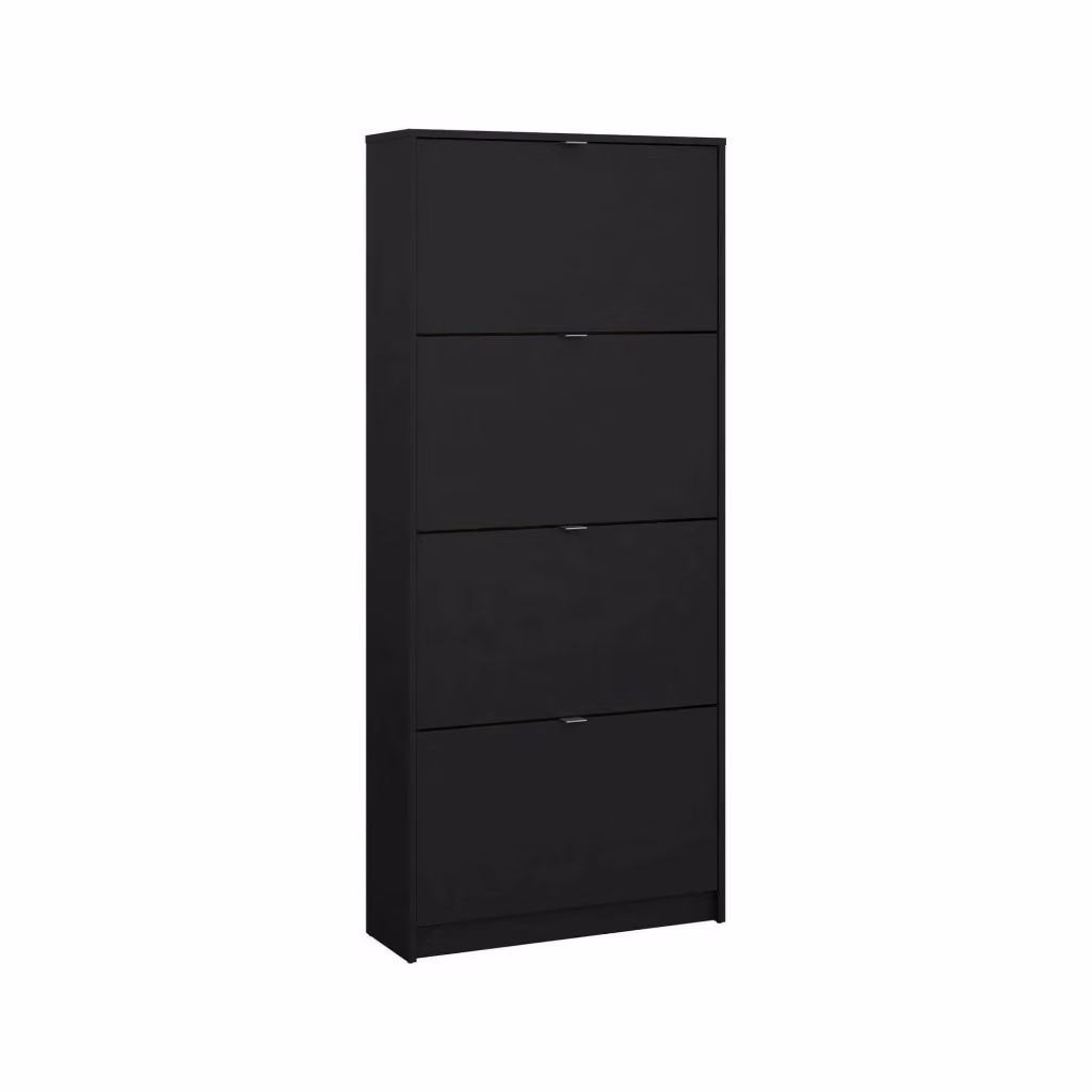 Scarpiera Epidoto DMORA, Mobile porta scarpe e armadio da ingresso moderno in MDF, Nero, L: 70,3 cm, P: 24,05 cm, H: 162 cm – 2