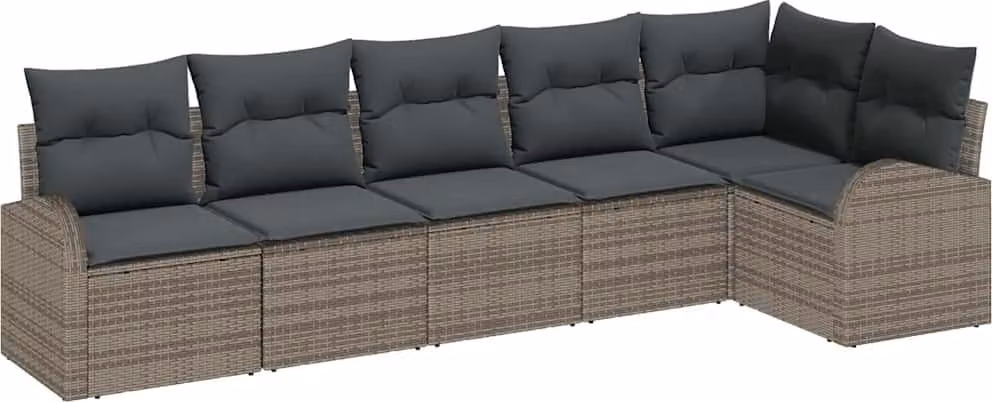 Set Divano da Giardino Grigio polyrattan