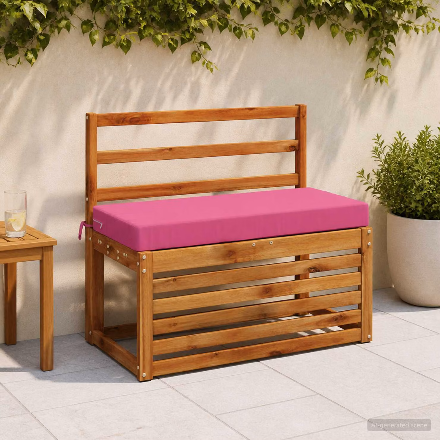 vidaXL Cuscino per panchina SOEST Rosa, in poliestere con rivestimento rimovibile e resistente ai raggi UV, L 60 x P 40 x H 8 cm