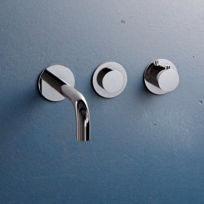 Herzbach MODUL7 PUSH - Miscelatore termostatico da lavabo a parete, set di colori 210 mm, cromato
