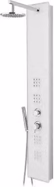 Colonna doccia INBAGNO in vetro bianco opaco con funzione massaggio, soffione e doccino estensibile, H: 160 cm