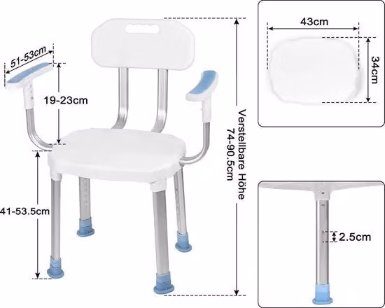 Sedile doccia / Sedile doccia anti-slip con piedi perimetrali per una maggiore stabilità