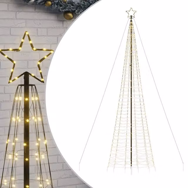 Ghirlanda di luci natalizie a LED con punta a stella, 1534 LED bianco caldo, lunghezza 500 cm, colore verde e bianco – 1