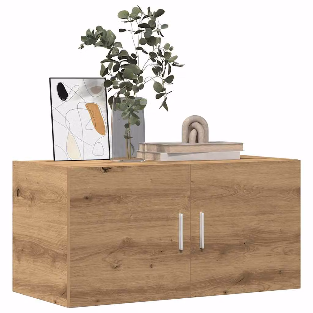 Armadietto a muro vidaXL in MDF color rovere marrone con ante a battente, L 80 cm, P 39 cm, H 40 cm