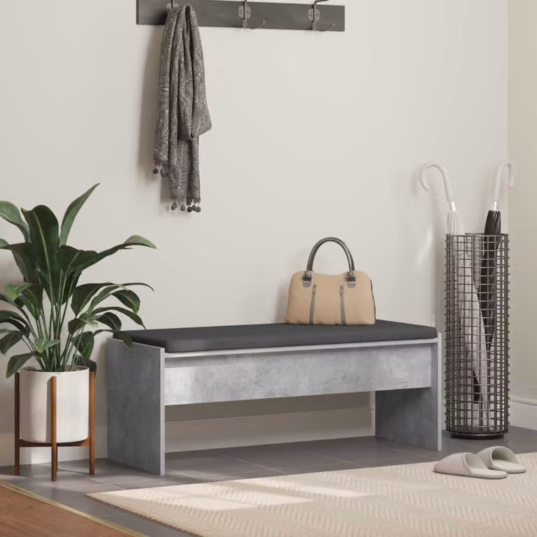 vidaXL Panca per ingresso con cuscino e porta scarpe Grigio, L: 103 cm, P: 38 cm, H: 40 cm