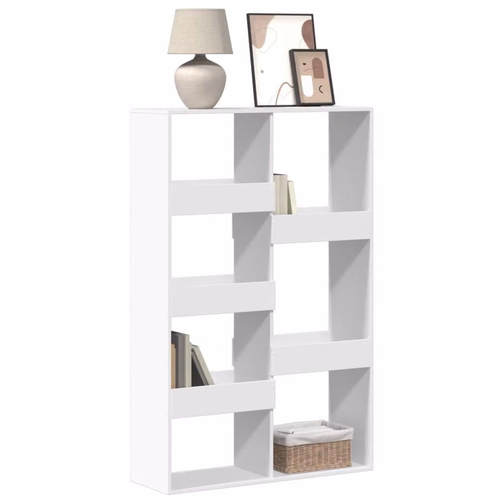 Libreria bianca vidaXL in legno e MDF per soggiorno, L 100 cm x P 33 cm x H 155,5 cm