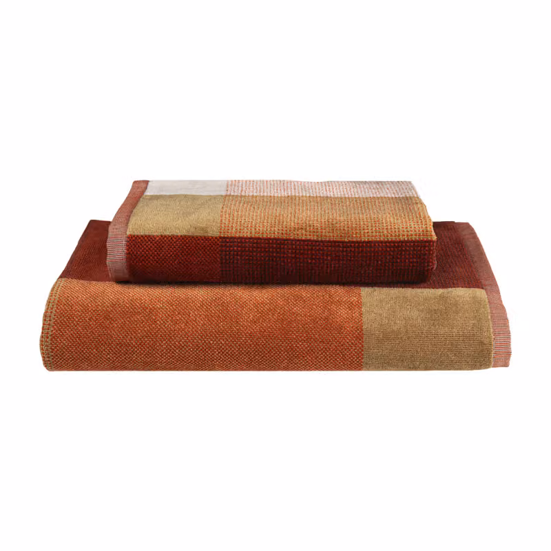 CROMATISMI Coppia ospite e asciugamano - Taglia: 40x50 + 50x100,Colore: CROMATISMI - BURGUNDY/ZUCCA