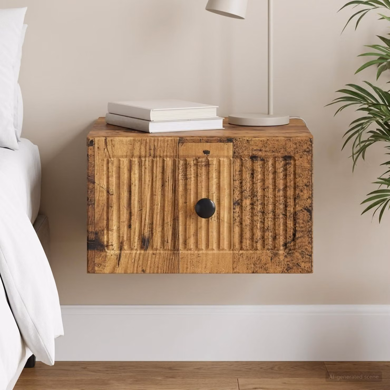 vidaXL Mobiletto da notte sospeso in legno color marrone antico L 33 cm, P 34,5 cm, H 20 cm