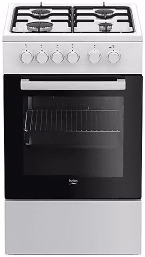 Beko FSS52020DW Cucina a gas con forno elettrico, 4 fuochi, Classe A, Bianco, L 50 cm x P 60 cm x H 85 cm
