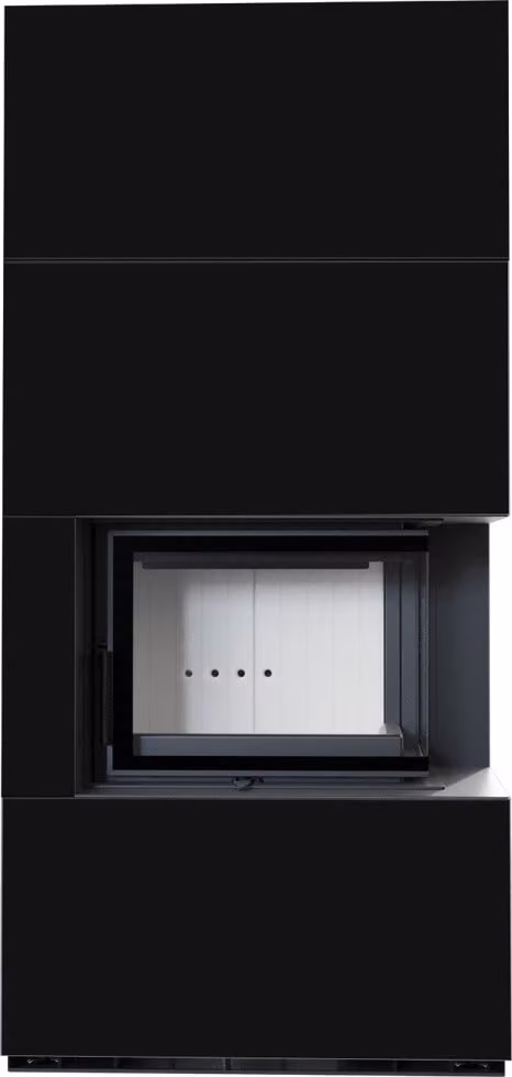 Kit caminetto KRATKI FLOKI BOX destro 8 kW Ø 160 quarzo sinterizzato NERO ASSOLUTO