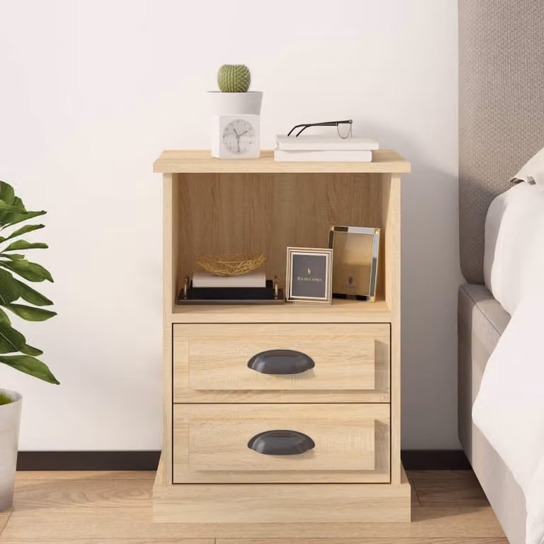 Comodino moderno vidaXL in rovere sonoma, sospeso a parete, L: 43 cm, P: 36 cm, H: 60 cm
