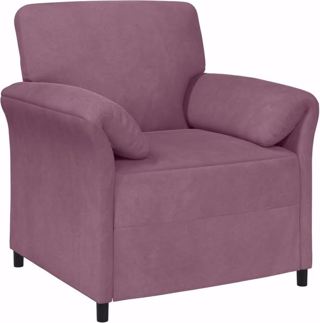 Divano singolo moderno in velluto viola per soggiorno L: 88 cm, P: 83 cm, H: 95 cm – 1