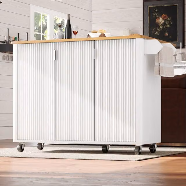 Isola cucina con piano ribaltabile; 151;5 x 60 x 91;7 cm; MDF effetto legno; bianca