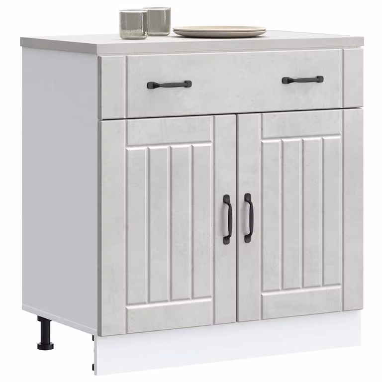 Base da cucina vidaXL Lucca Grigio Cemento in legno e MDF con ante a battente L/P/H: 81.5 x 46.0 x 80.0 cm