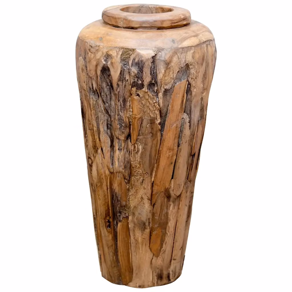 Vaso Decorativo Rustico in Legno Massello di Teak Marrone vidaXL L: 40 cm, H: 80 cm – 2