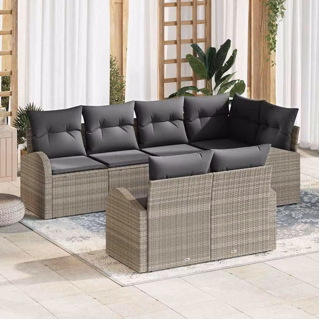 Maison Exclusive - Set Divano da Giardino Grigio chiaro polyrattan