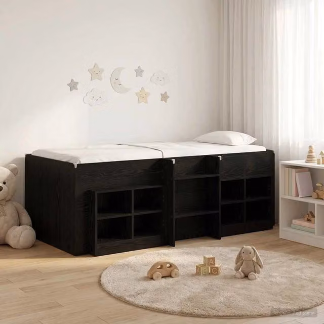 Struttura Letto Loft con Mobile 3 pz Nero Legno ingegnerizzato 3423423
