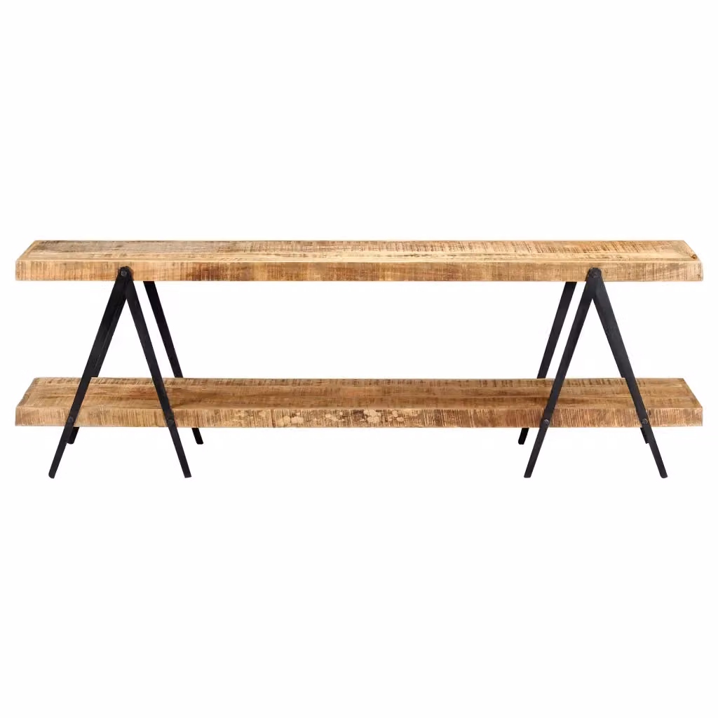 Mobile TV in legno di mango e metallo stile industrial, colore marrone, L 160 x P 40 x H 50 cm – 2