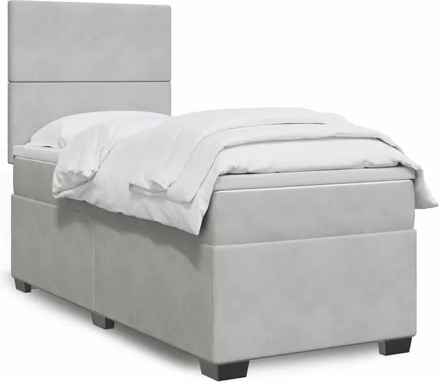 Letto Ibrido con Materasso e Struttura in Velluto Grigio e Bianco vidaXL L/P: 90 x 200 cm
