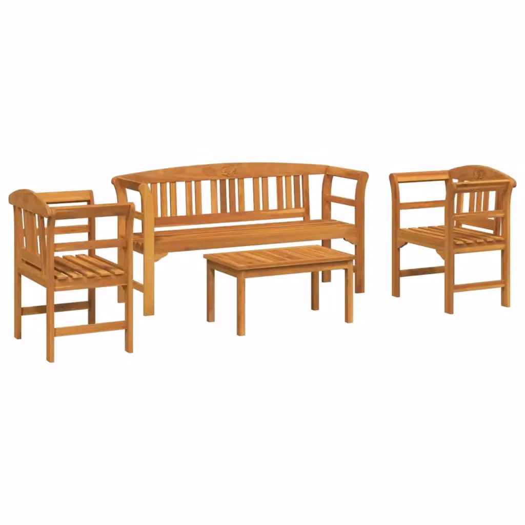 Set da giardino vidaXL in legno di acacia massello oliato marrone, 4 pezzi – 2