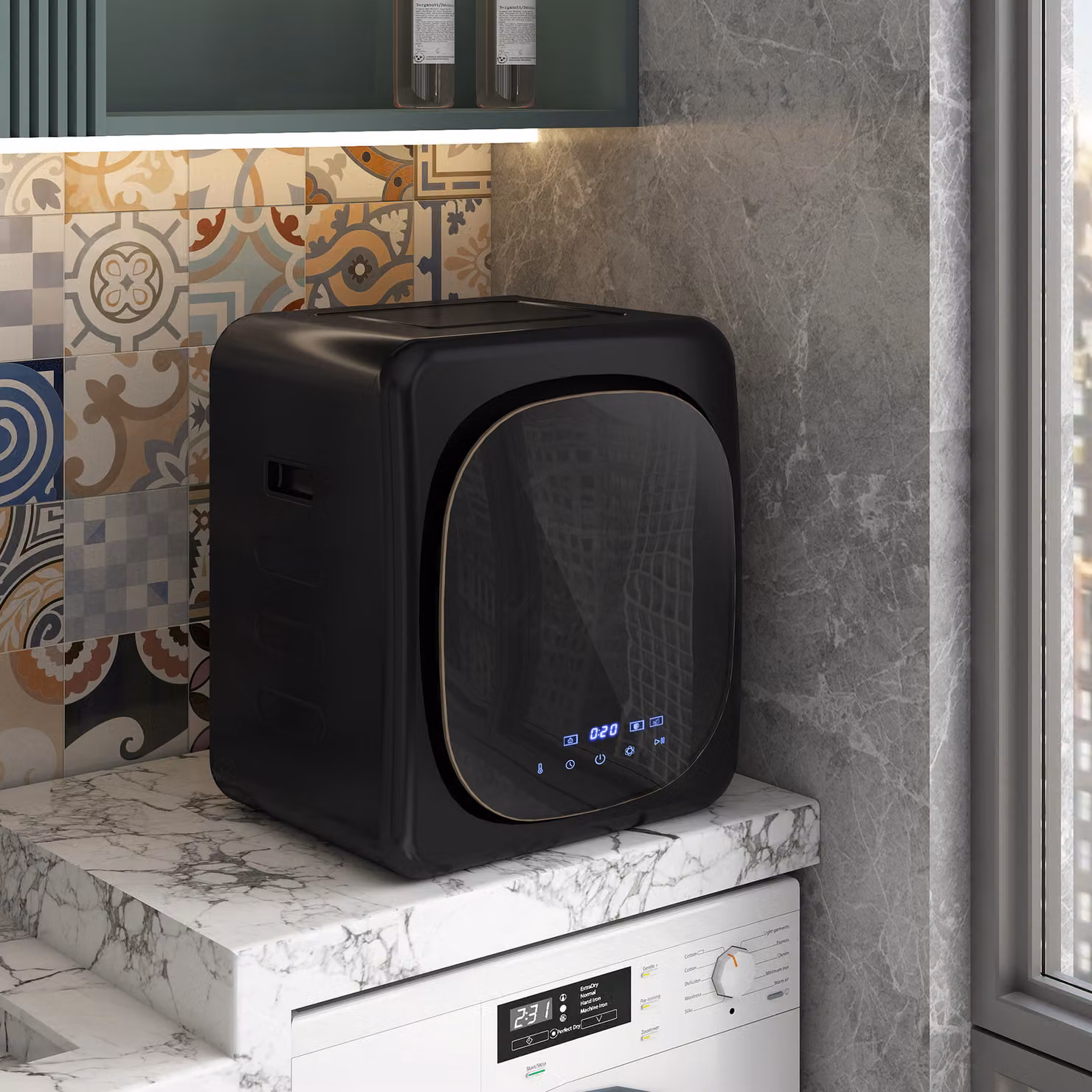Asciugatrice ad aria HOMCOM con timer e programma smart, capacità 4kg, nero, L: 48 cm, P: 40 cm, H: 56 cm – 2