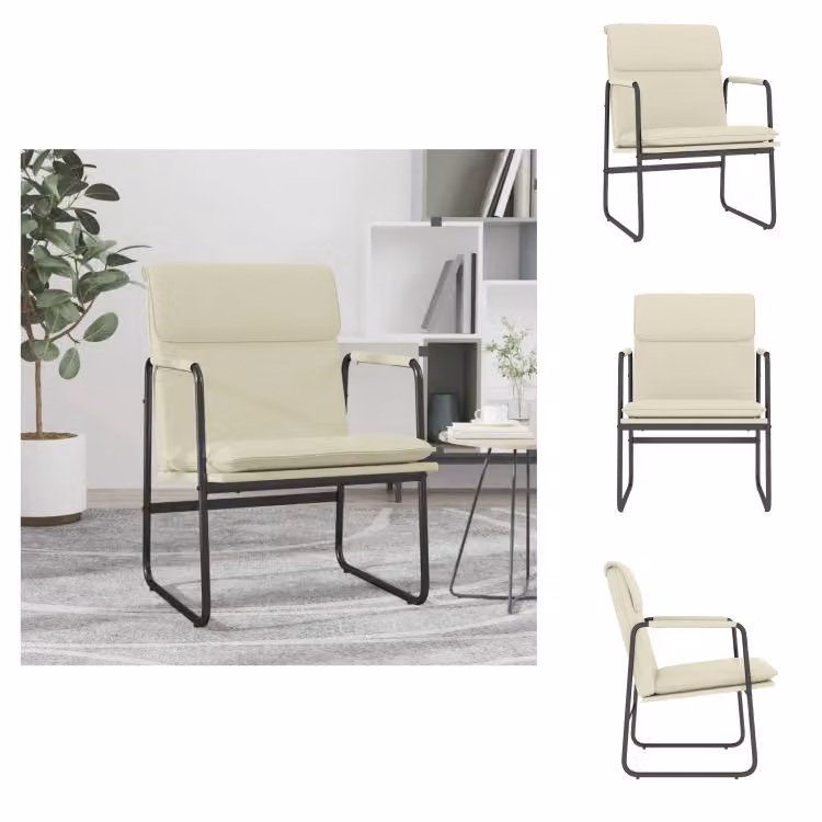 vidaXL Sedia lounge crema 55x64x80 cm in Pelle finta - Poltrona