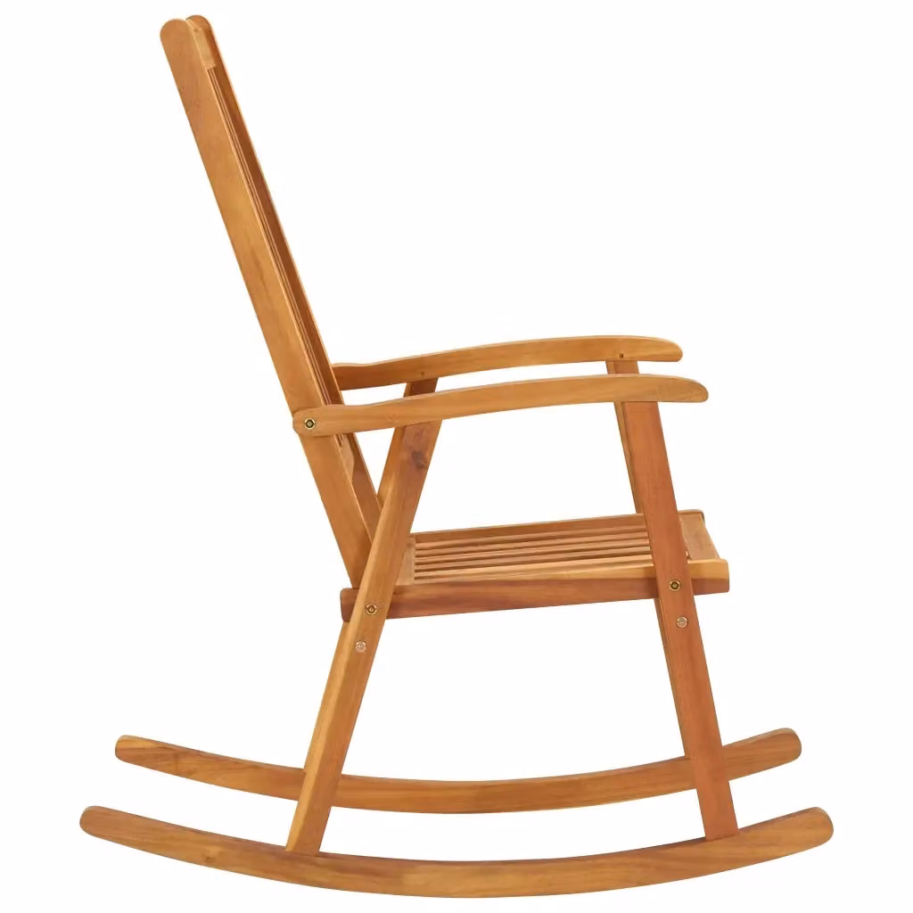 Sedia a Dondolo in Legno di Acacia Oliato Marrone vidaXL – 2
