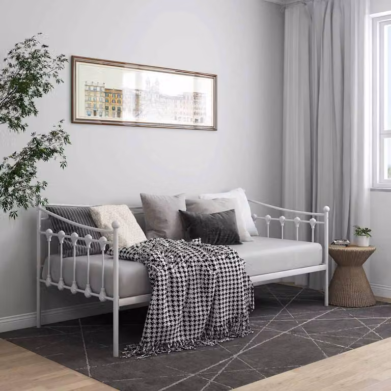 vidaXL Telaio Divano Letto in Metallo Bianco con Doghe Rigide L/P: 90 x 200 cm