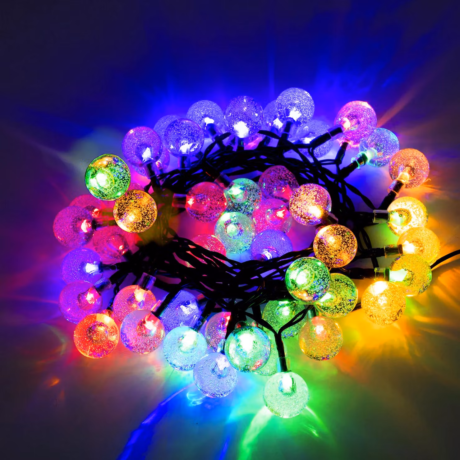 Dictrolux Catena Luminosa con 48 LED a Sfera Multicolor, Lunghezza: 4,8 m – 1
