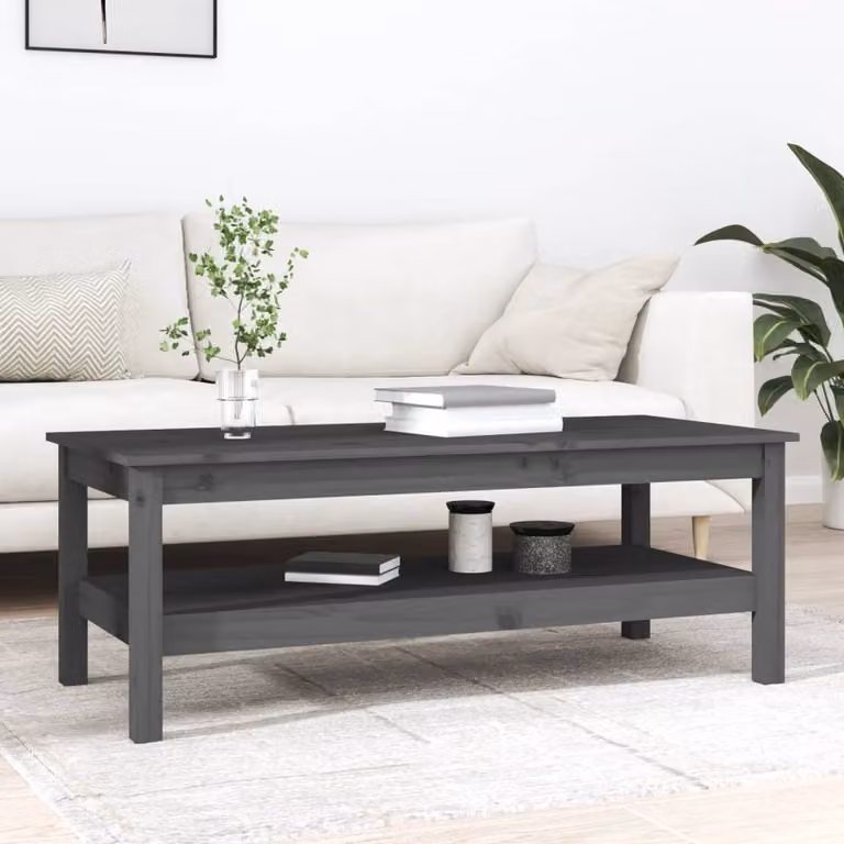 Maison Exclusive - Tavolino grigio 110x50x40 cm in legno massello di pino