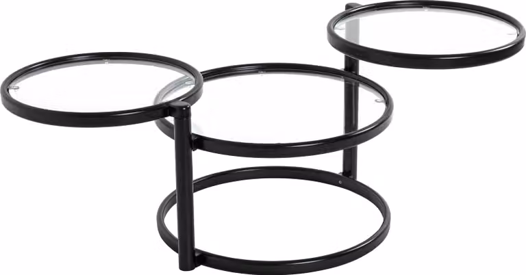 Tavolino HAKU, colore nero - Metallo, vetro di sicurezza 5 mm, dimensioni: 58-140x43x50 cm