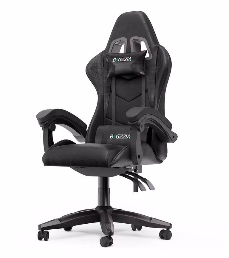 Sedia da gioco ergonomica - cuscino lombare + poggiatesta - regolabile in altezza - nero