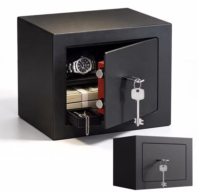 Solidchoice - Cassaforte compatta con serratura a chiave, 23 x 17 x 17 cm, ideale per oggetti di valore