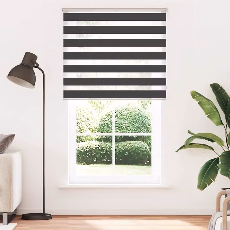 vidaXL Tenda a Rullo Zebra Nero Larghezza Tessuto 120,9 cm Poliestere