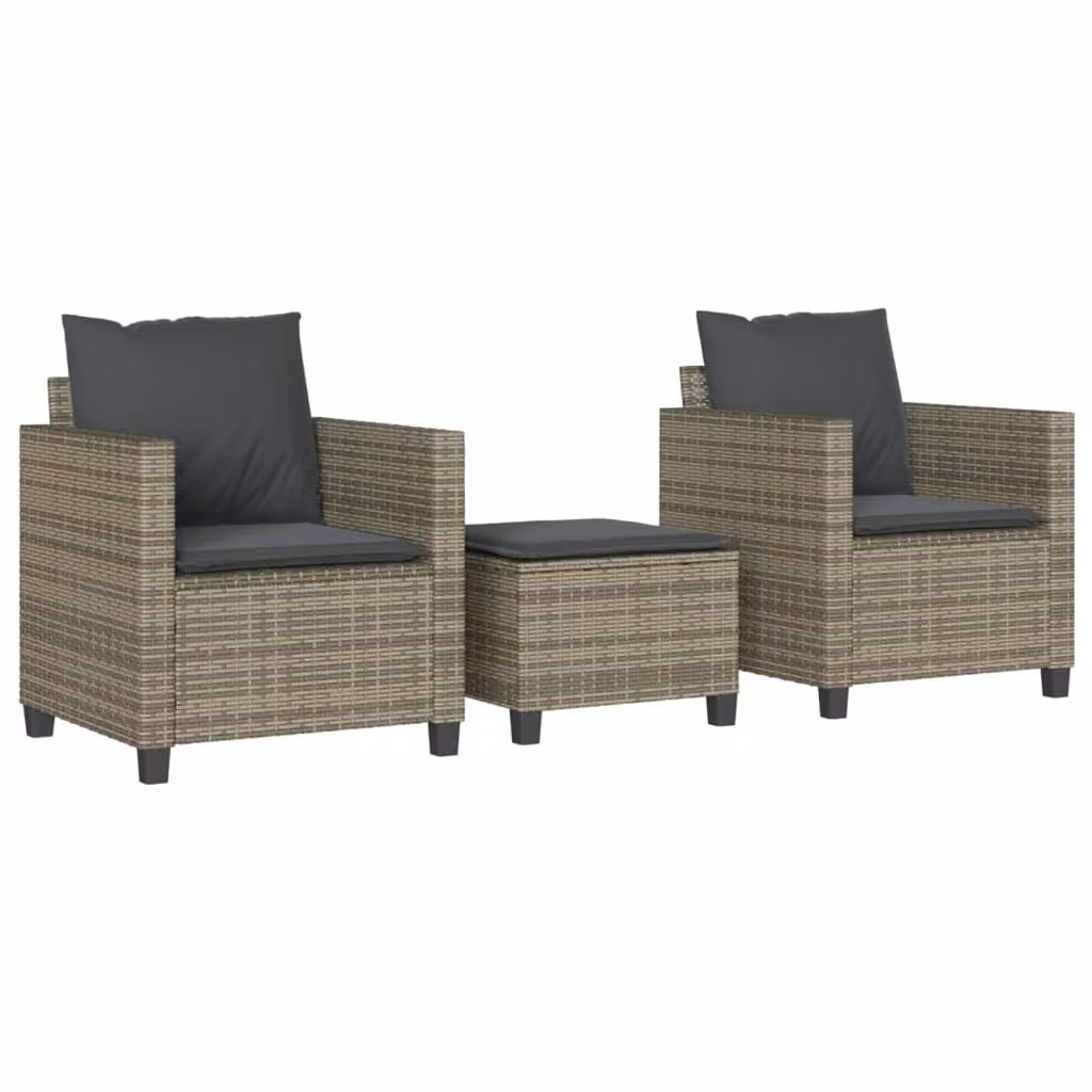 Maison Exclusive - Set da bistrot 3 pezzi con cuscini grigio in polyrattan
