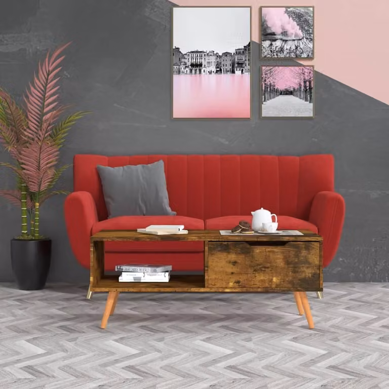 vidaXL Tavolino in rovere affumicato 100x49,5x43 cm materiale a base di legno - Tavolino - Tavolini - Tavolino da salotto - Tavoli da salotto