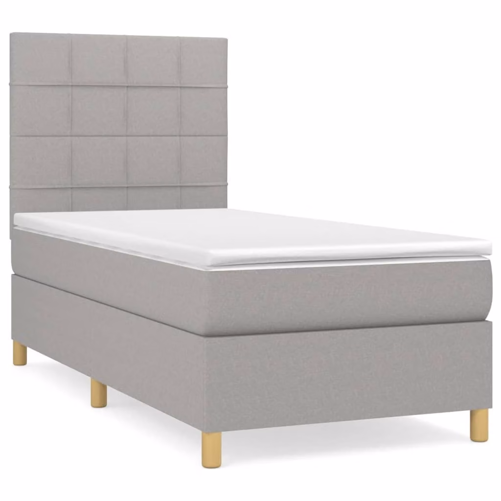 Giroletto a Molle con Materasso Grigio Chiaro 90x190 cm Tessuto
