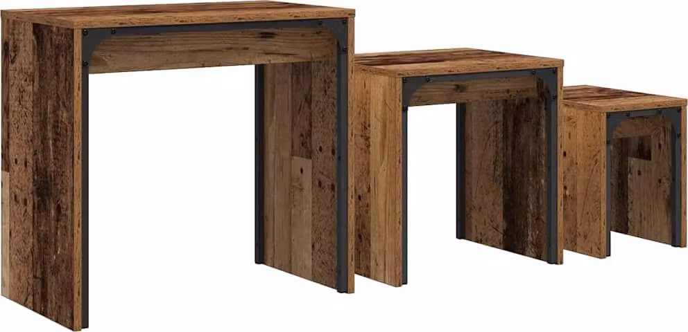 Tavolino da salotto 3 pcs Legno vecchio Legno multistrato