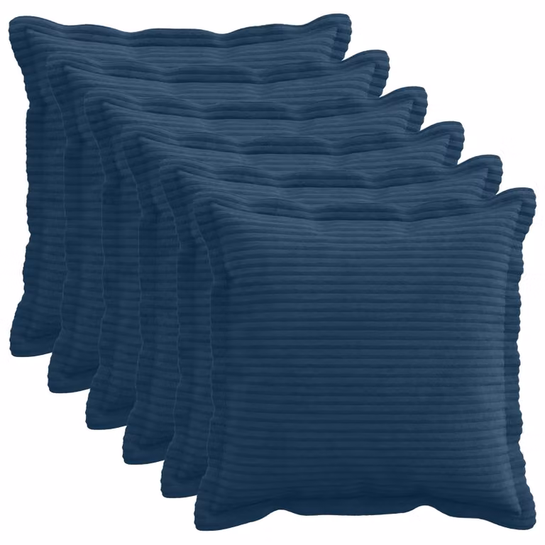 Set di 6 federe vidaXL HOUTEN in velluto a coste blu navy, L 30 x P 30 cm