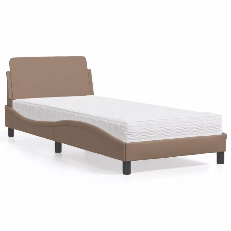 Letto con Materasso Dover vidaXL in Similpelle Cappuccino 90x190 cm