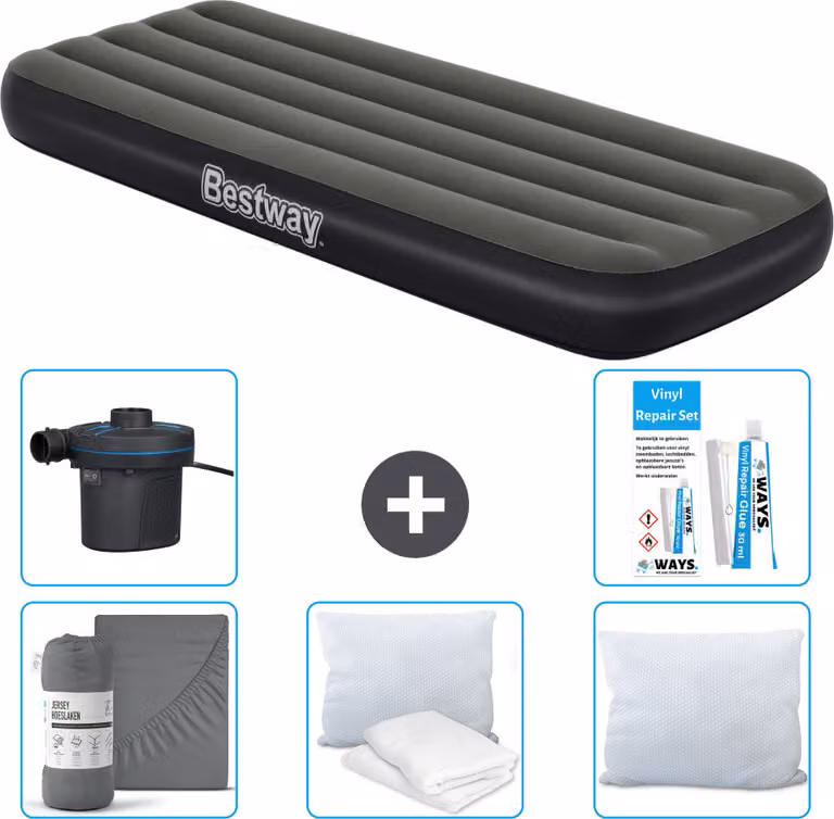 Materasso gonfiabile Bestway - 1 persona - 76 x 185 x 25 cm - Verde - Accessori inclusi