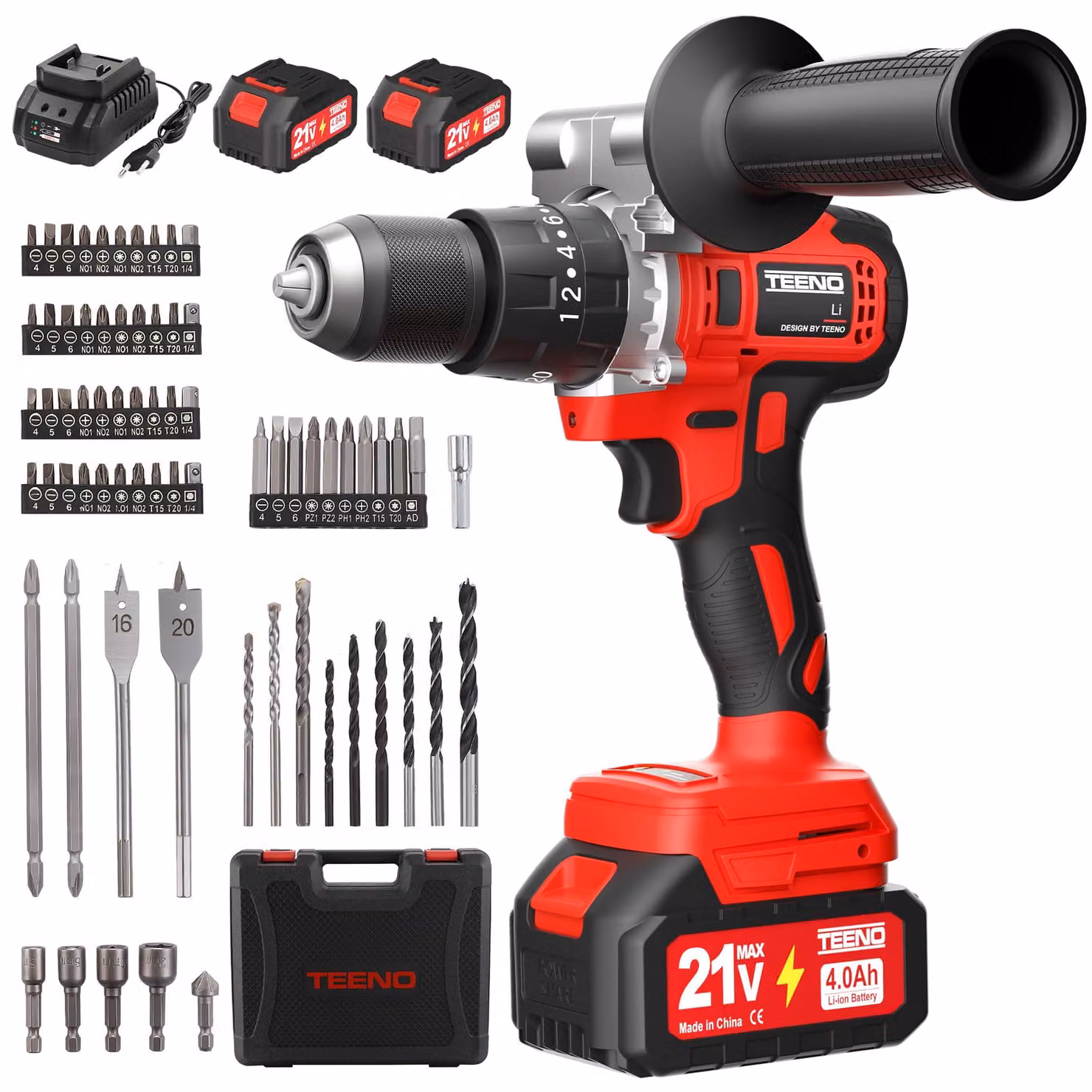 Trapano avvitatore a batteria da 21 V - Coppia di 130 Nm - Mandrino da 13 mm - 2 velocità