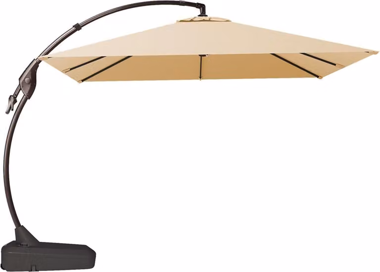 Ombrellone grande quadrato 300 cm con supporto per ombrellone, mantovana e protezione UV UPF 50+ in beige