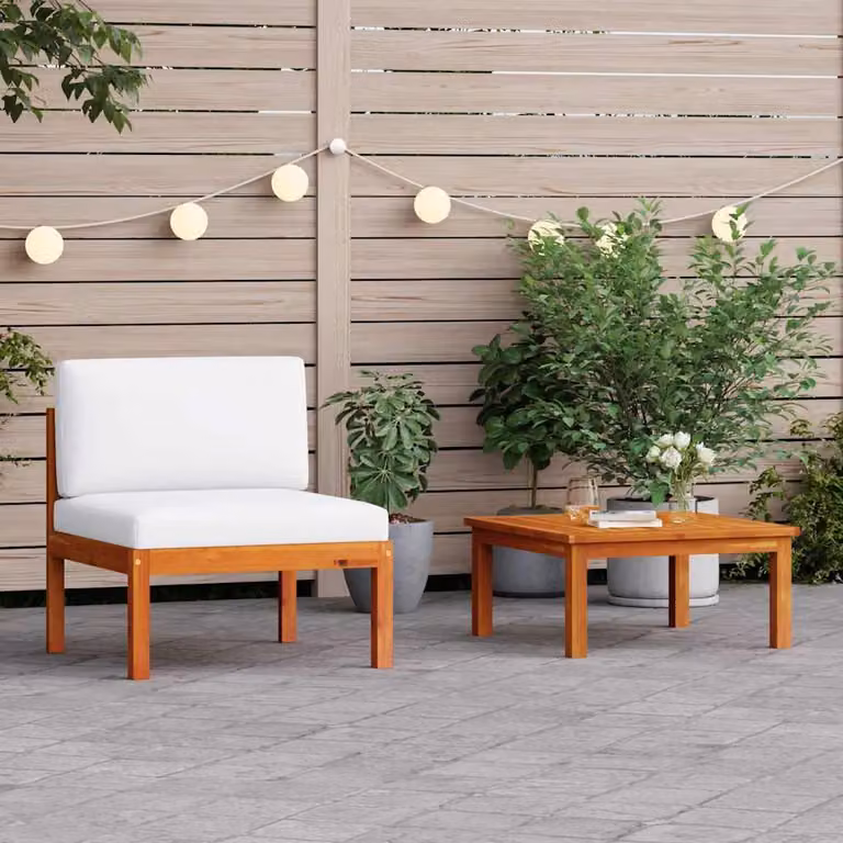 Maison Exclusive - Set da giardino in 2 pezzi con cuscini, in legno di acacia e corda