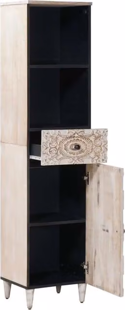 Armadio da bagno moderno DESIGN IN in legno e metallo con ante e cassetti, L: 38 cm, P: 33,5 cm, H: 160 cm – 1