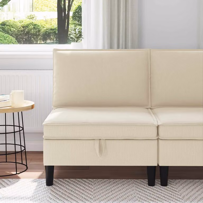 Divano moderno vidaXL in velluto beige con contenitore per il soggiorno